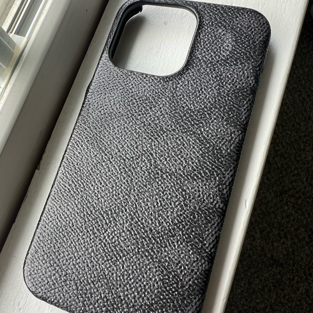 Coach Black Textured Leather Phone Case